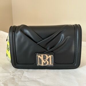 Badgley Mischka Small Black Pleated
Crossbody Black faux leather